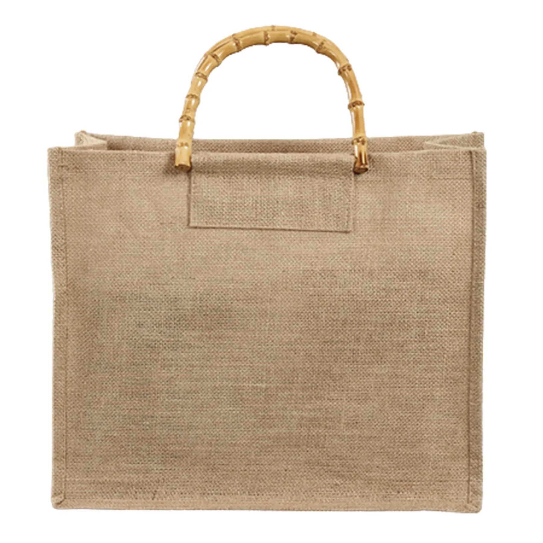 Bamboo Brown Handle Jute Tote Bag 2