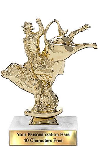 Trophy: 7", 2x3 white marble base, Bull with RIder 2