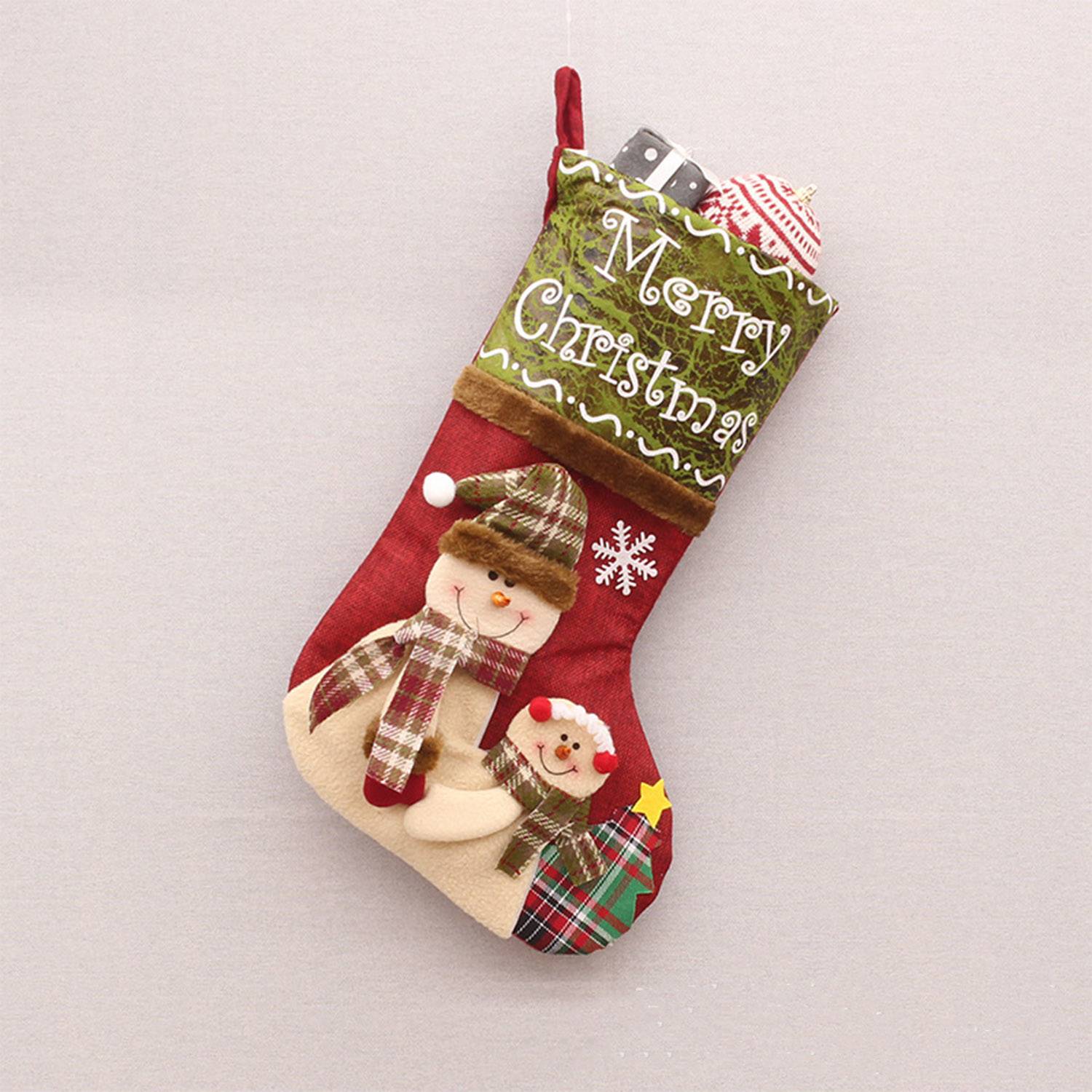 Imitation linen Christmas decorative socks 5