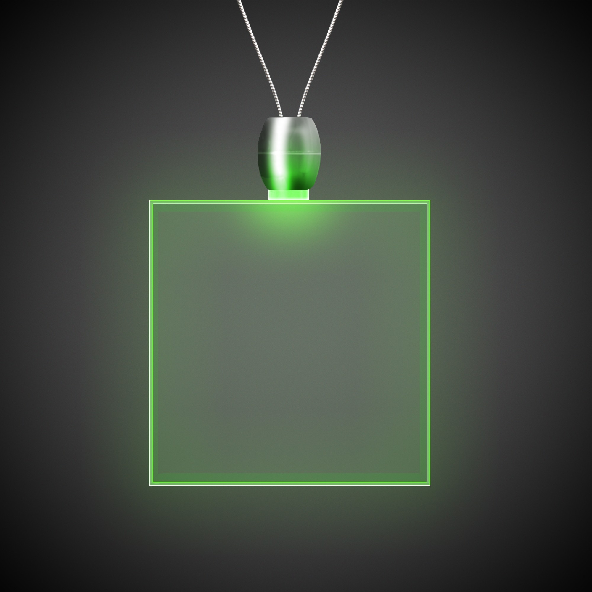 Square Green Light-Up Acrylic Pendant Necklace