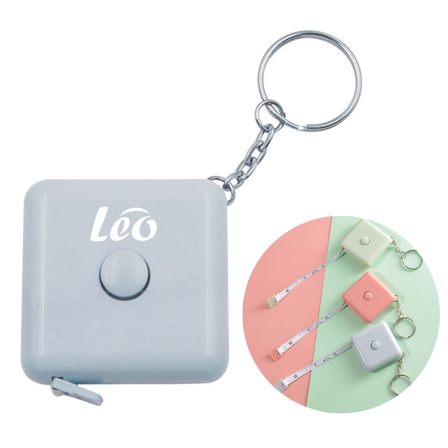Mini Square Retractable Tape Measure Keychain 5