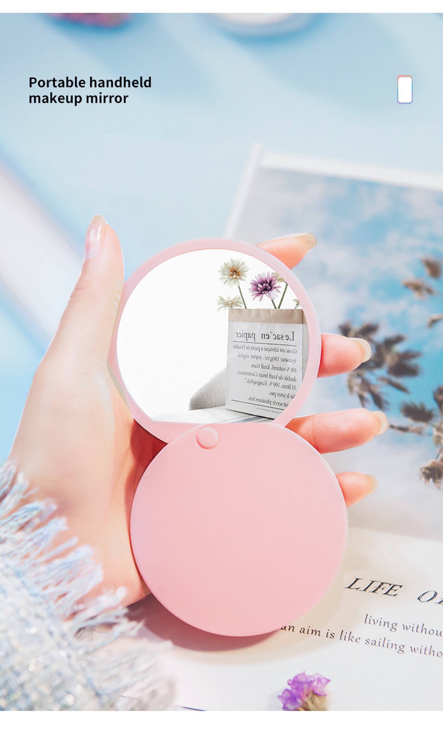 Round Portable Folding Small Mirror 3