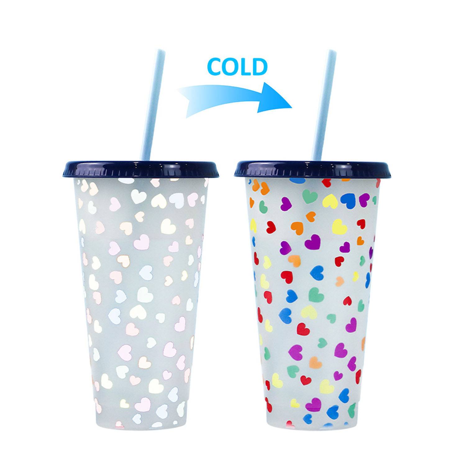 24oz Reusable Color Changing Plastic Cold Drink Cup 2