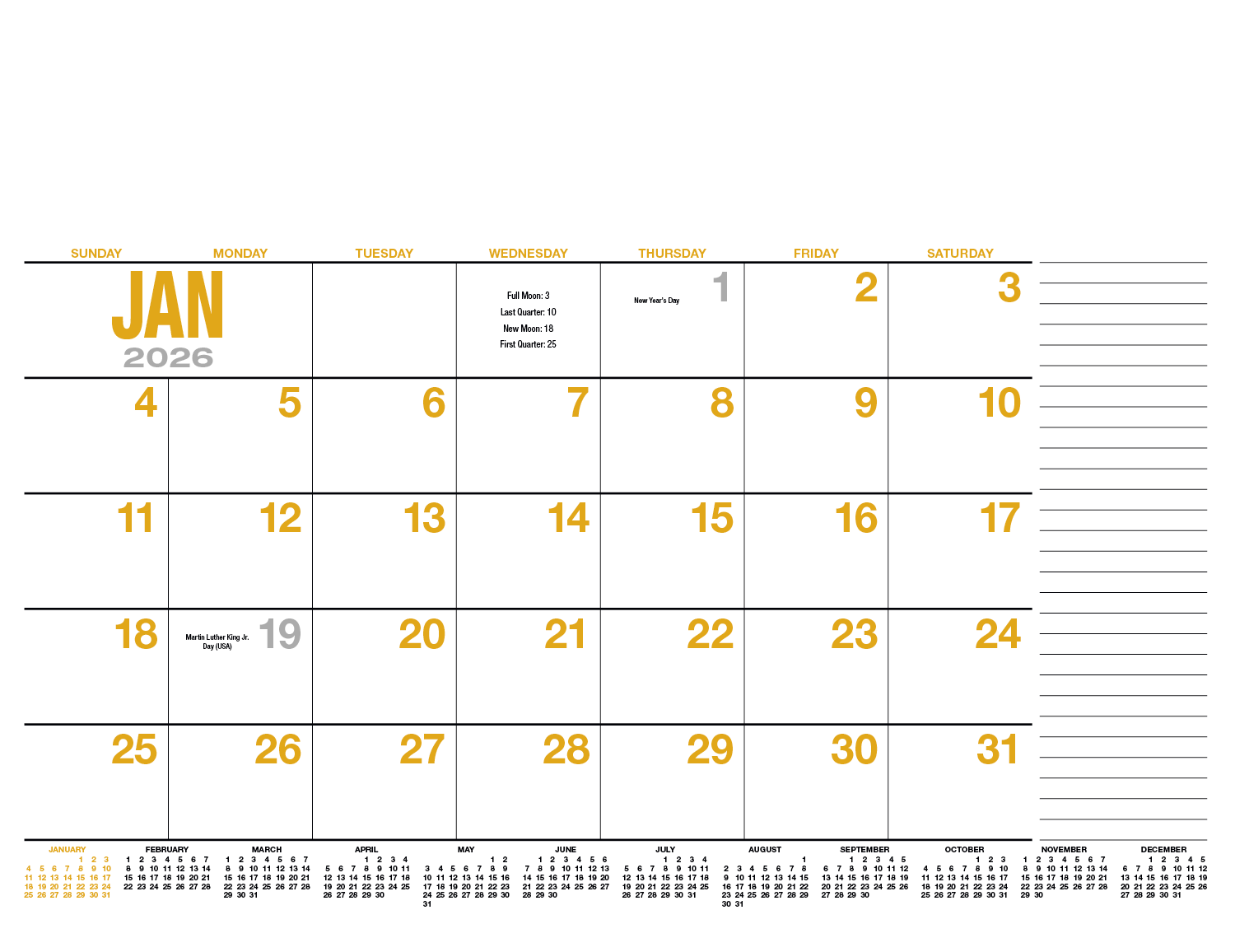 HotLine® Products 13-Month Desk Pad Calendar 51