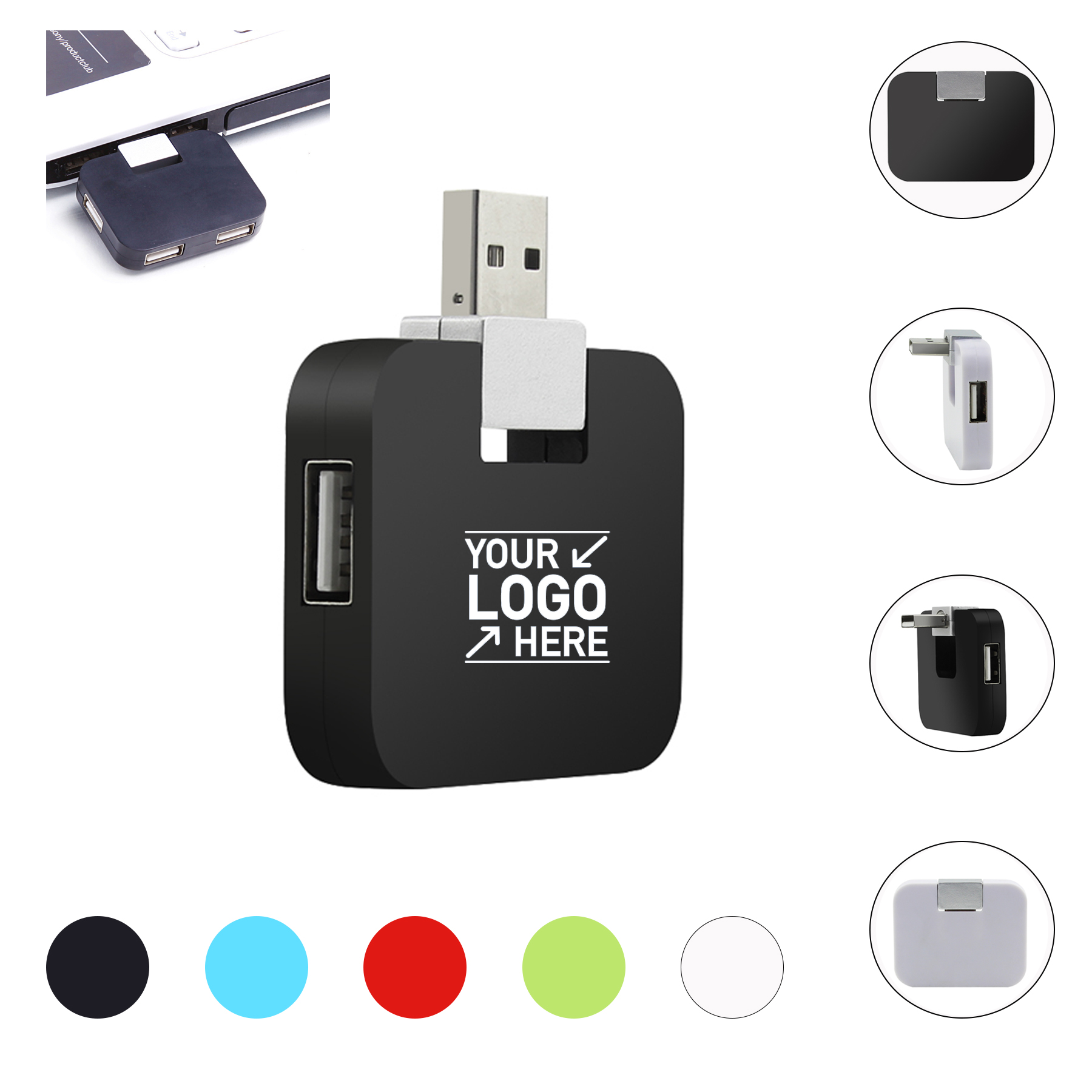 Portable 4 in 1 Square Multi USB Folding Splitter 1