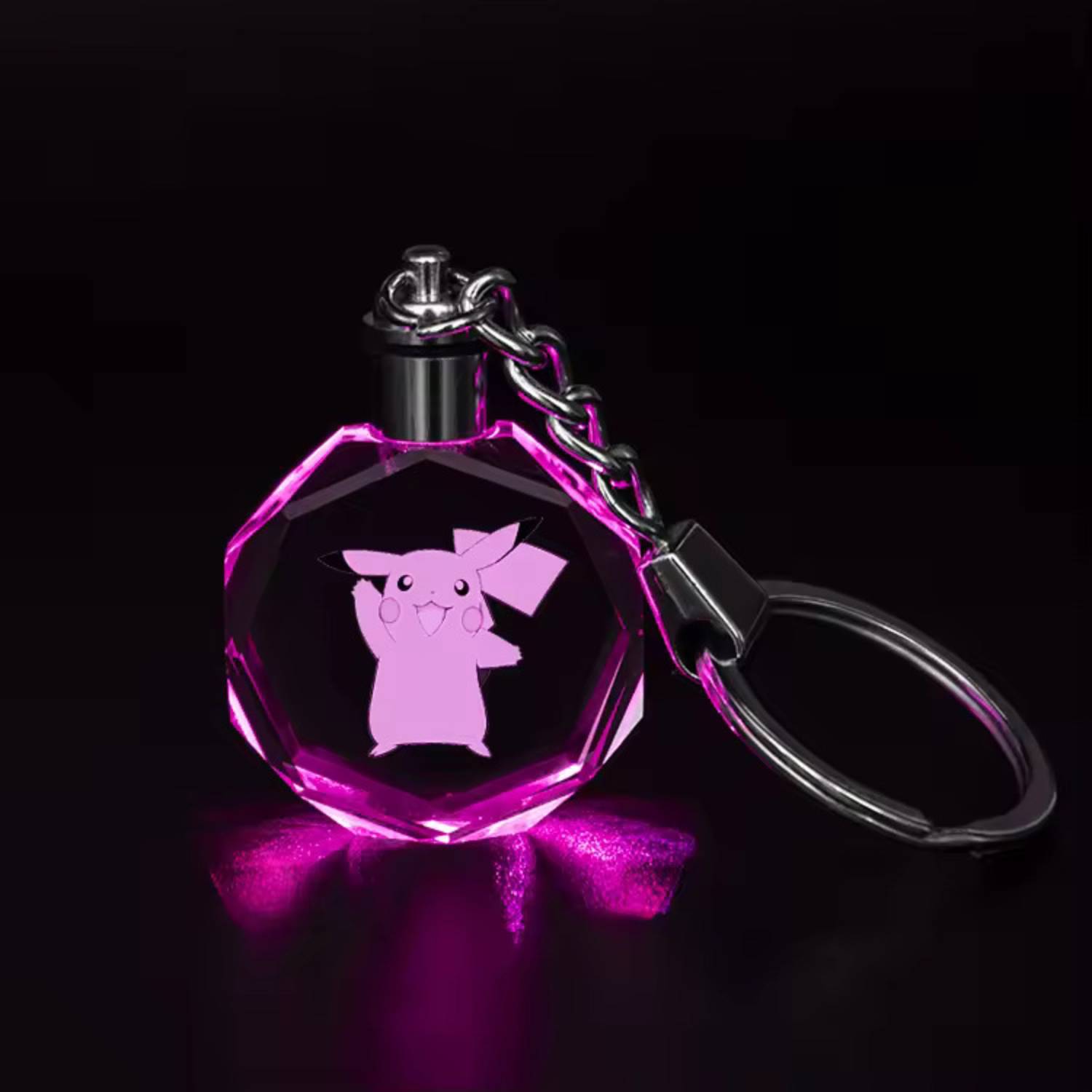 Octagon Shaped LED Light Crystal Keychain 6