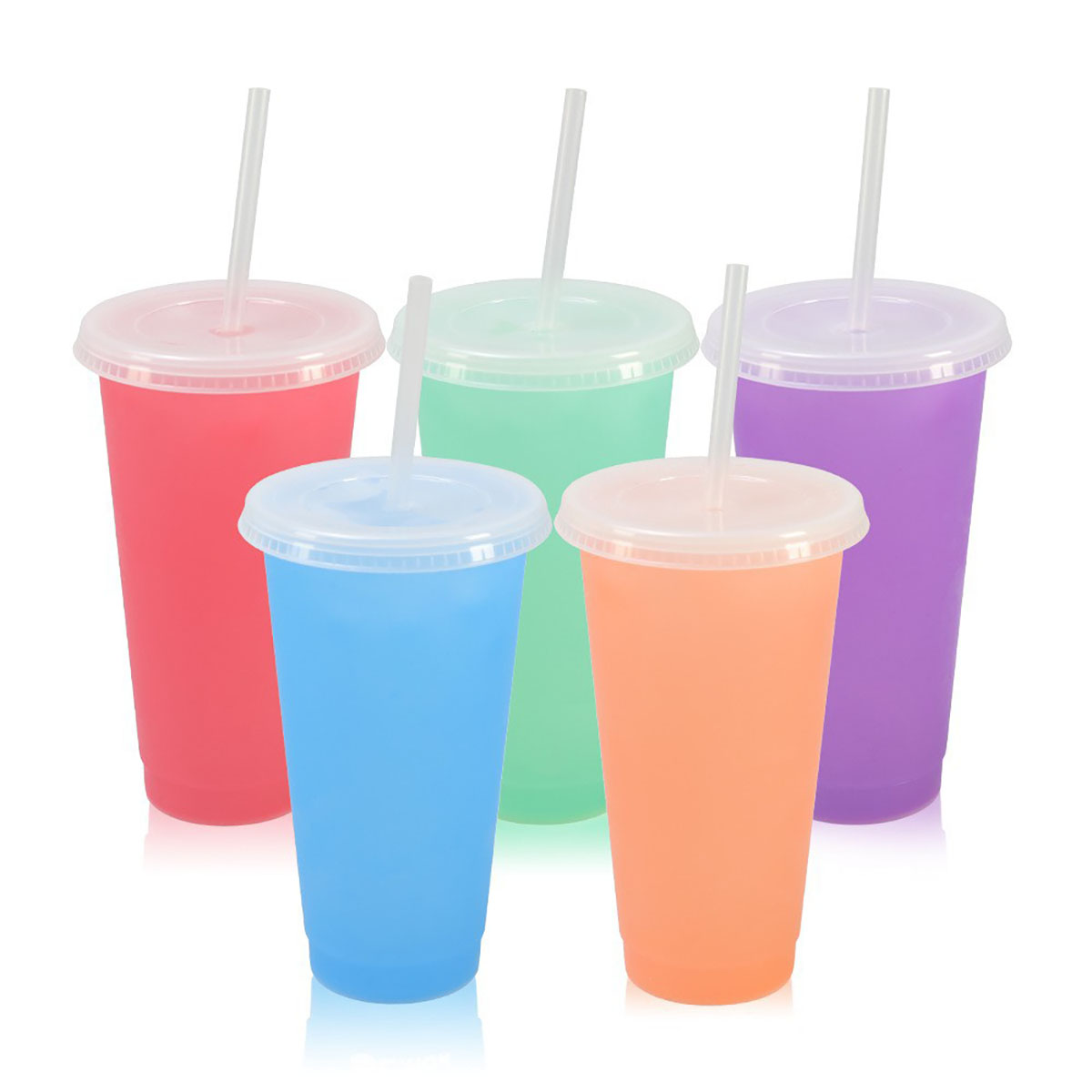 24Oz. Cold Color Changing With Lids and Straws Plastic Cups 5