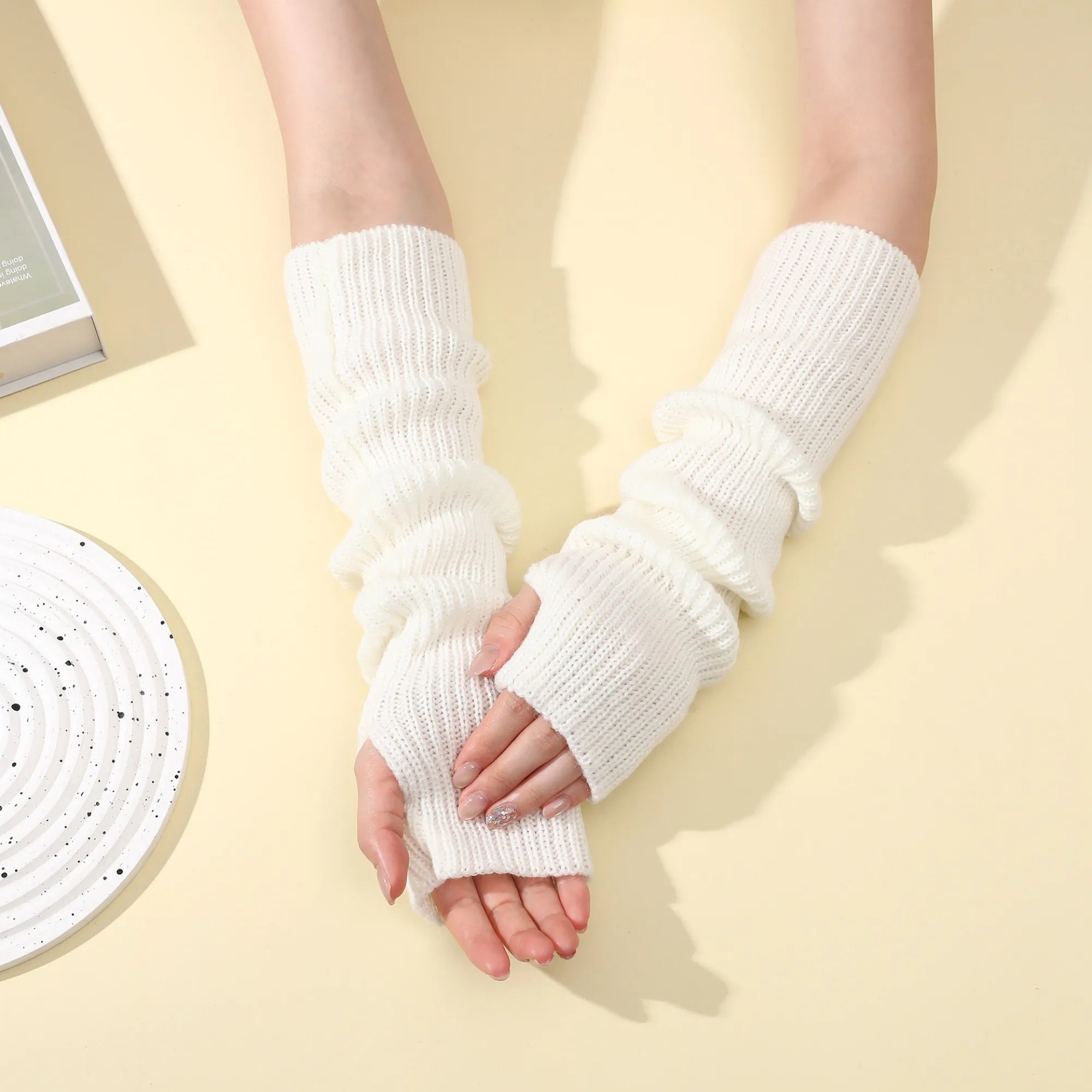 Long Fingerless Knit Winter Arm Warmers 20