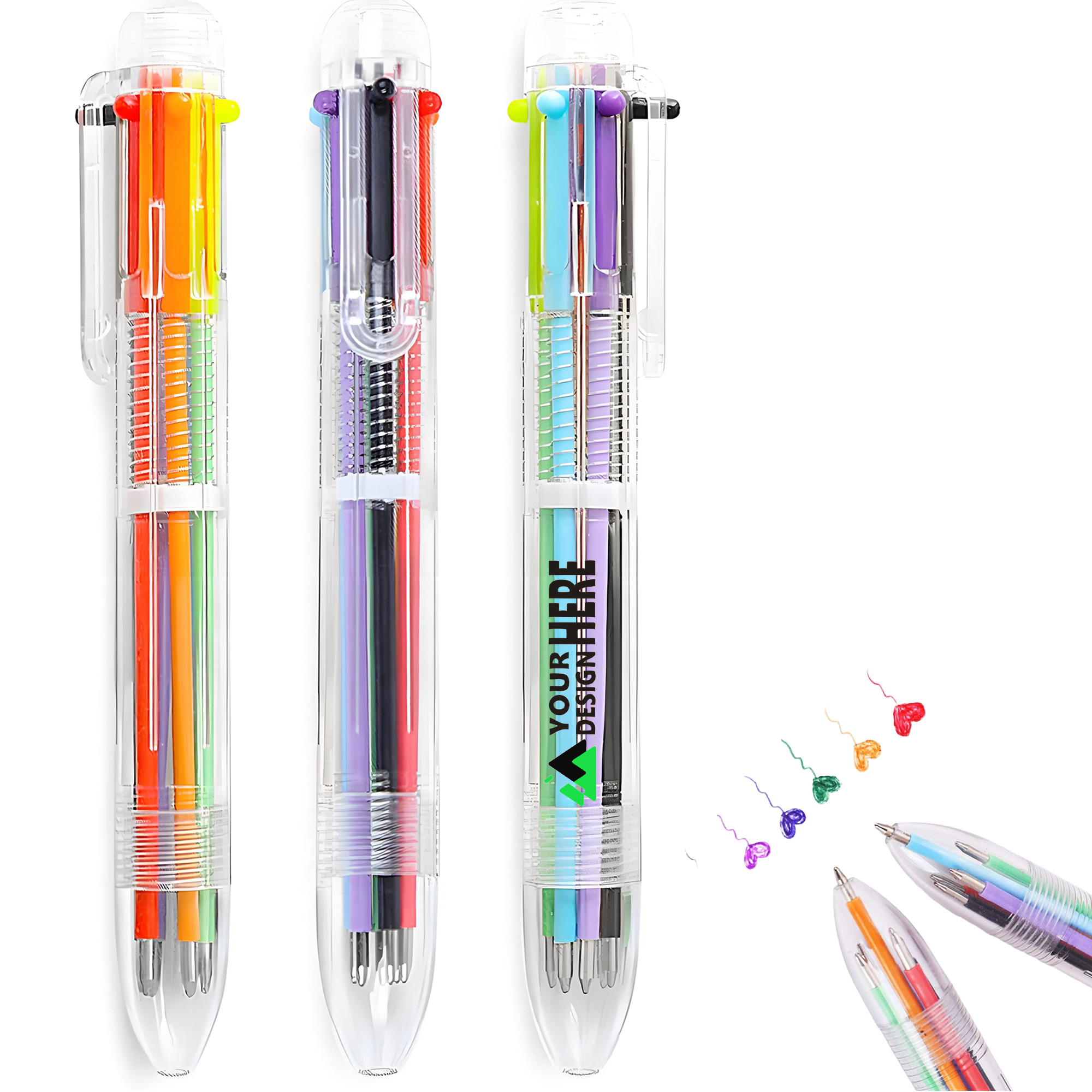6 In 1 Multi Color Rainbow Push Ballpoint Pen 2