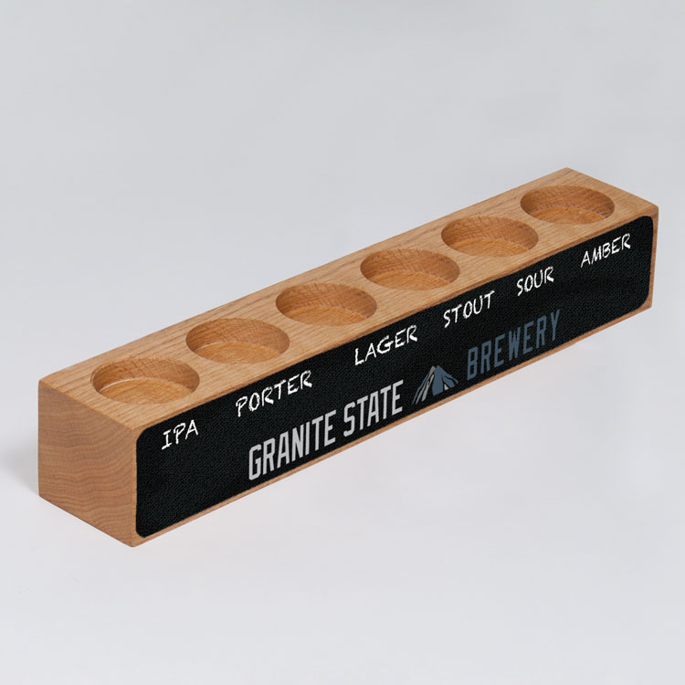 Sampler Block Beer Flight with Chalkboard 6 Pocket