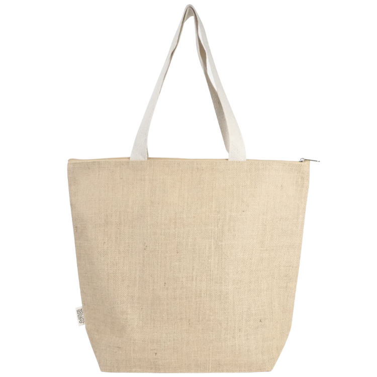 Portland Recycled Cotton Top Zipper Jute Tote 2