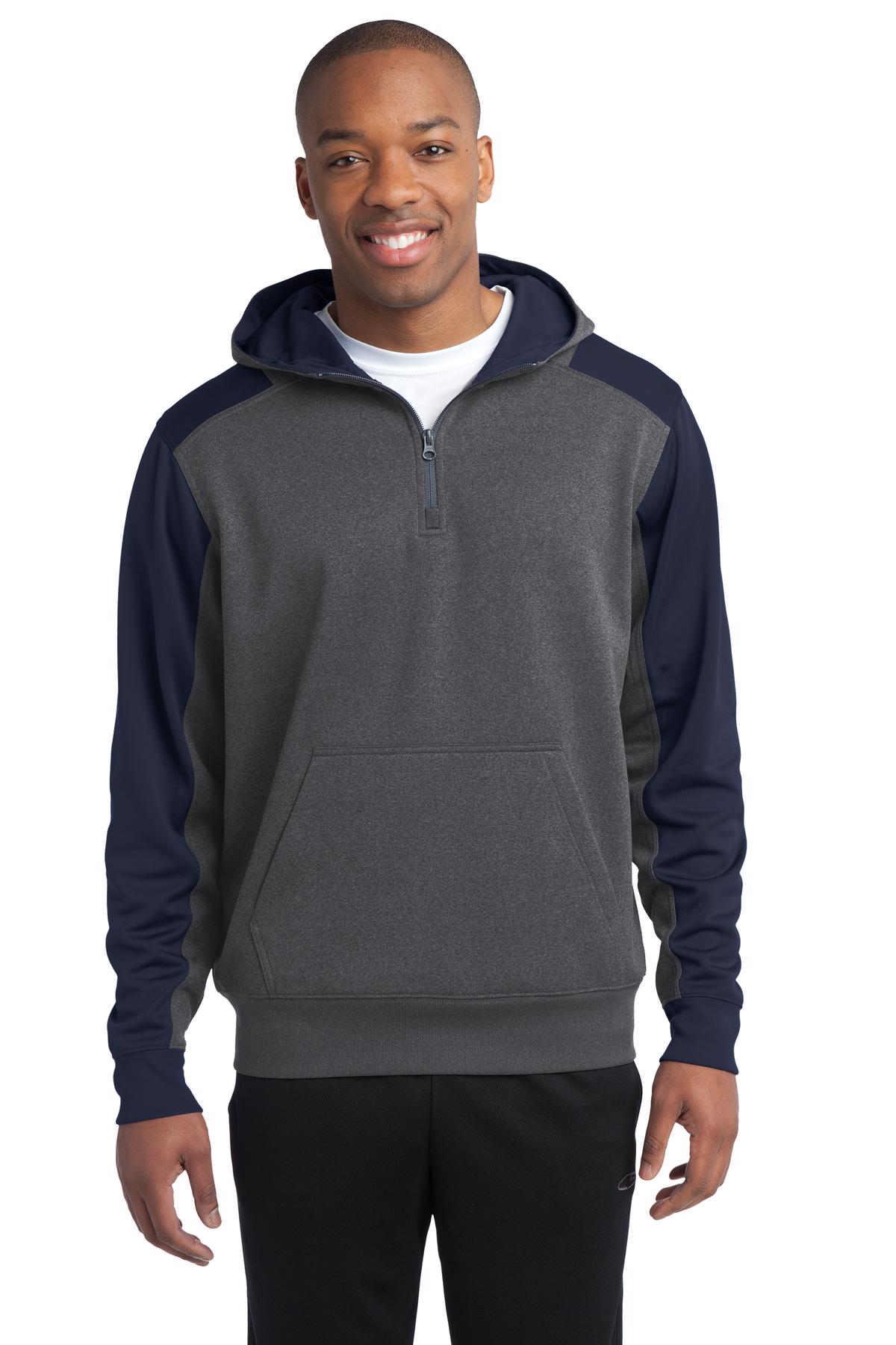 Sport-Tek Tech Fleece Colorblock 1/4-Zip Hooded Sweatshirt. ST249, custom hoodie or sweatshirt with logo imprint 13