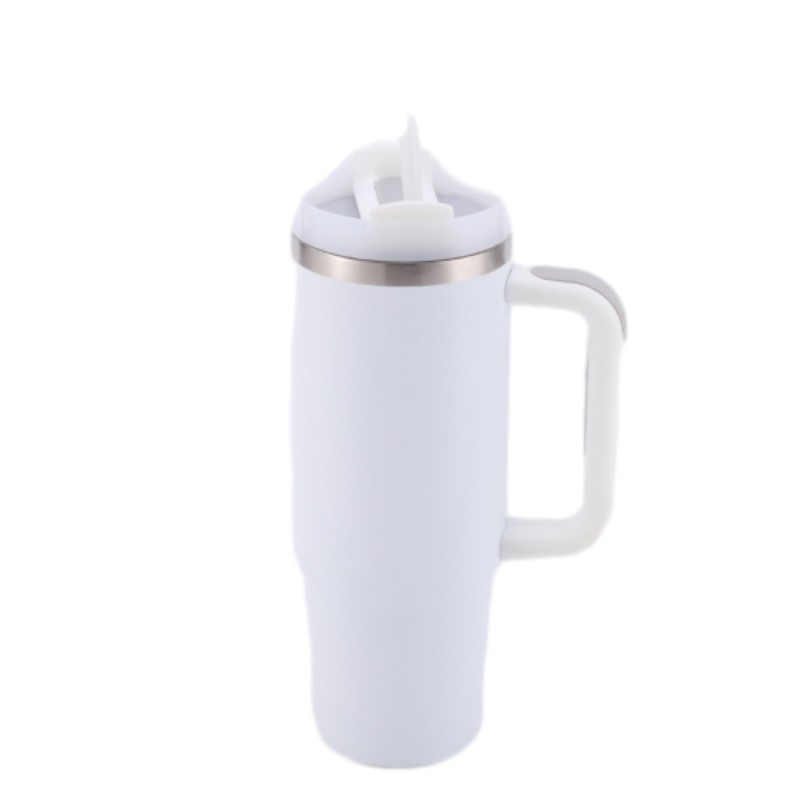 30 oz Vacuum Stainless Steel Tumbler W/ Handle & Straw 9