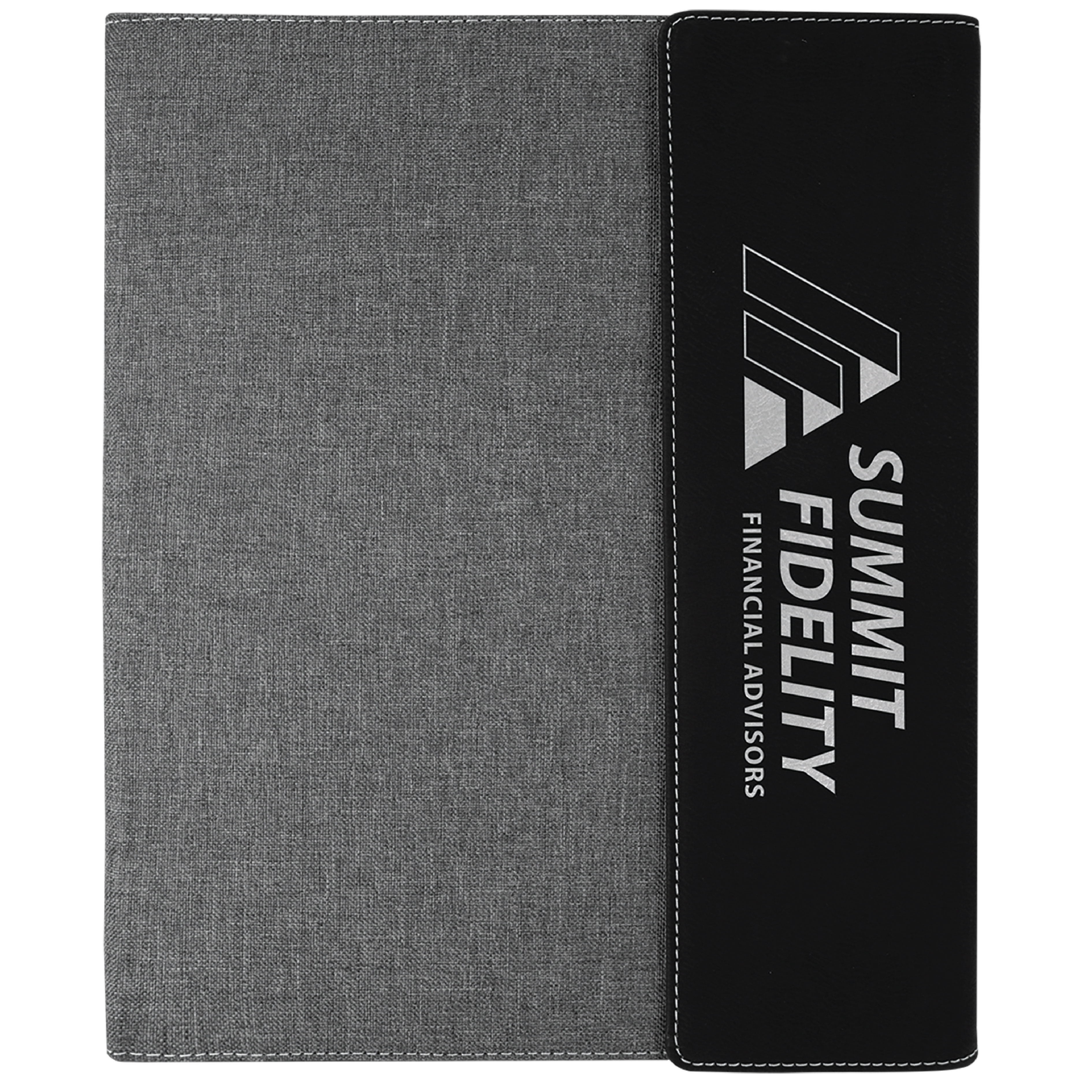 9" x 12" Black/Silver Leatherette & Gray Canvas Portfolio