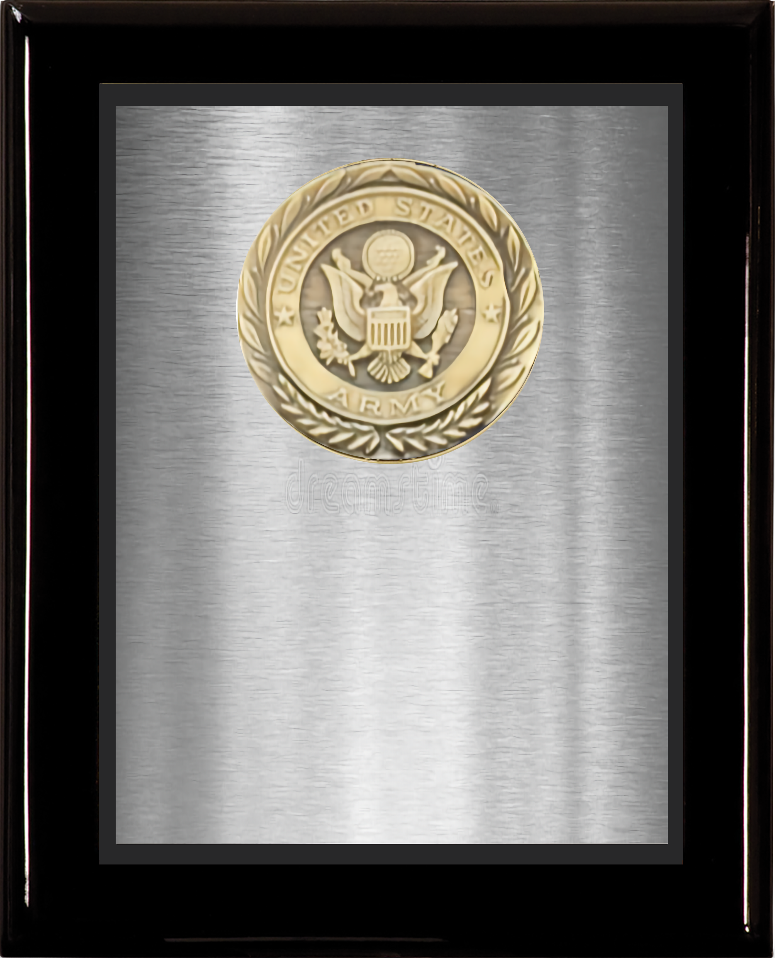 Black Piano Finish Wood Plaque w/Double Plate and Medallion 3