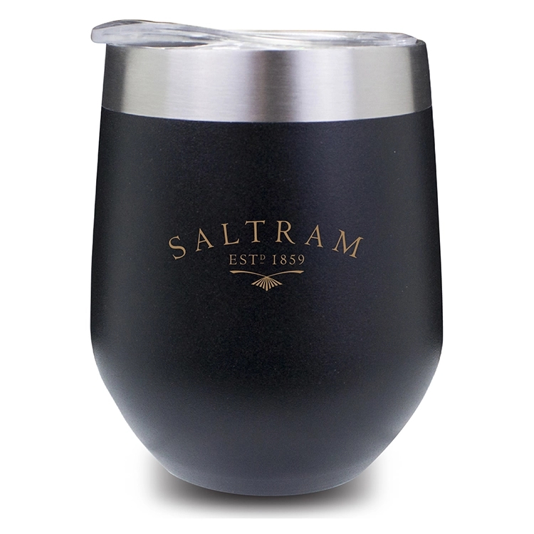 STAINLESS STEEL WINE TUMBLER WITH CLEAR LID 1