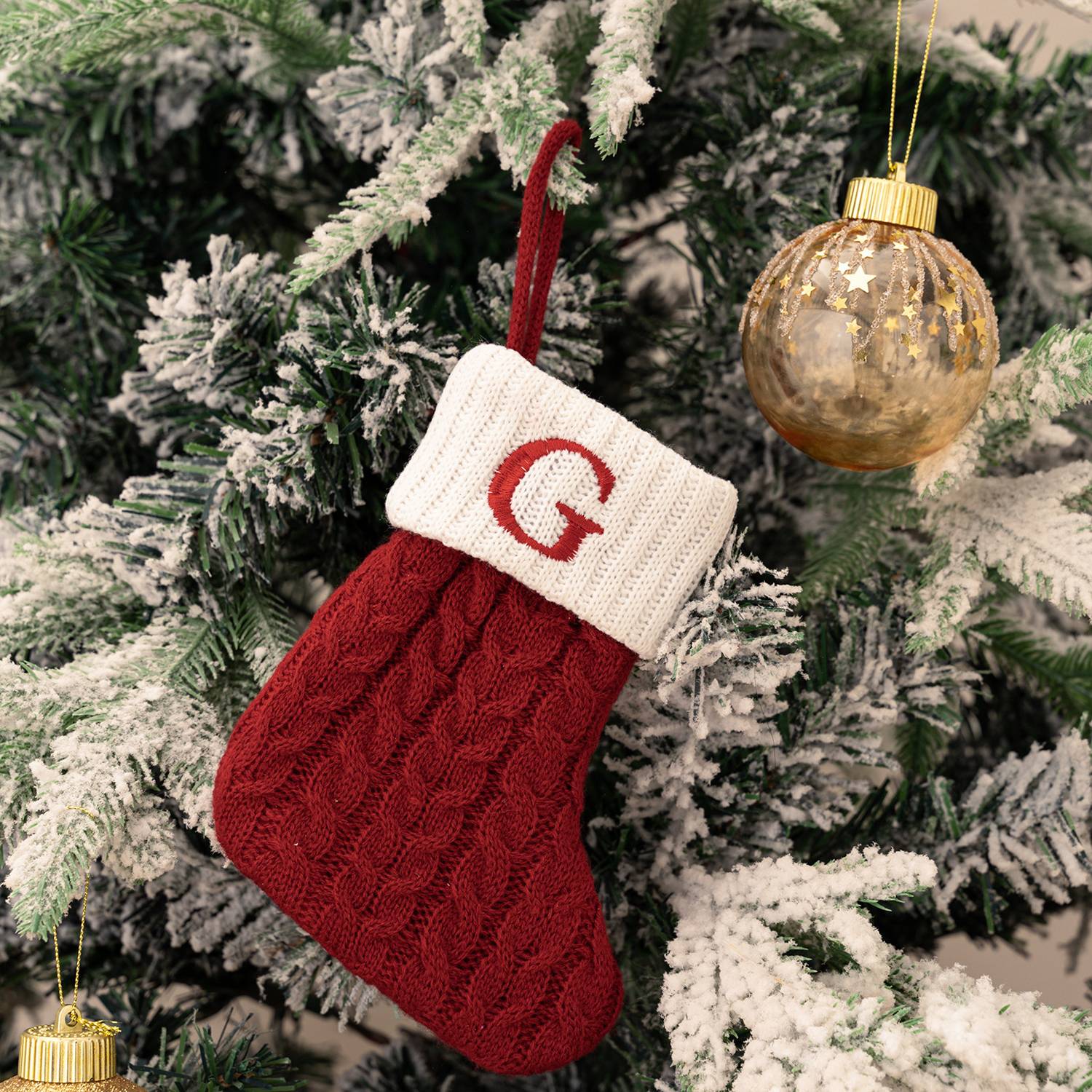 Mini Cotton Knitted Christmas Stocking 19