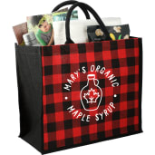 Buffalo Plaid Printed Jute Tote 56