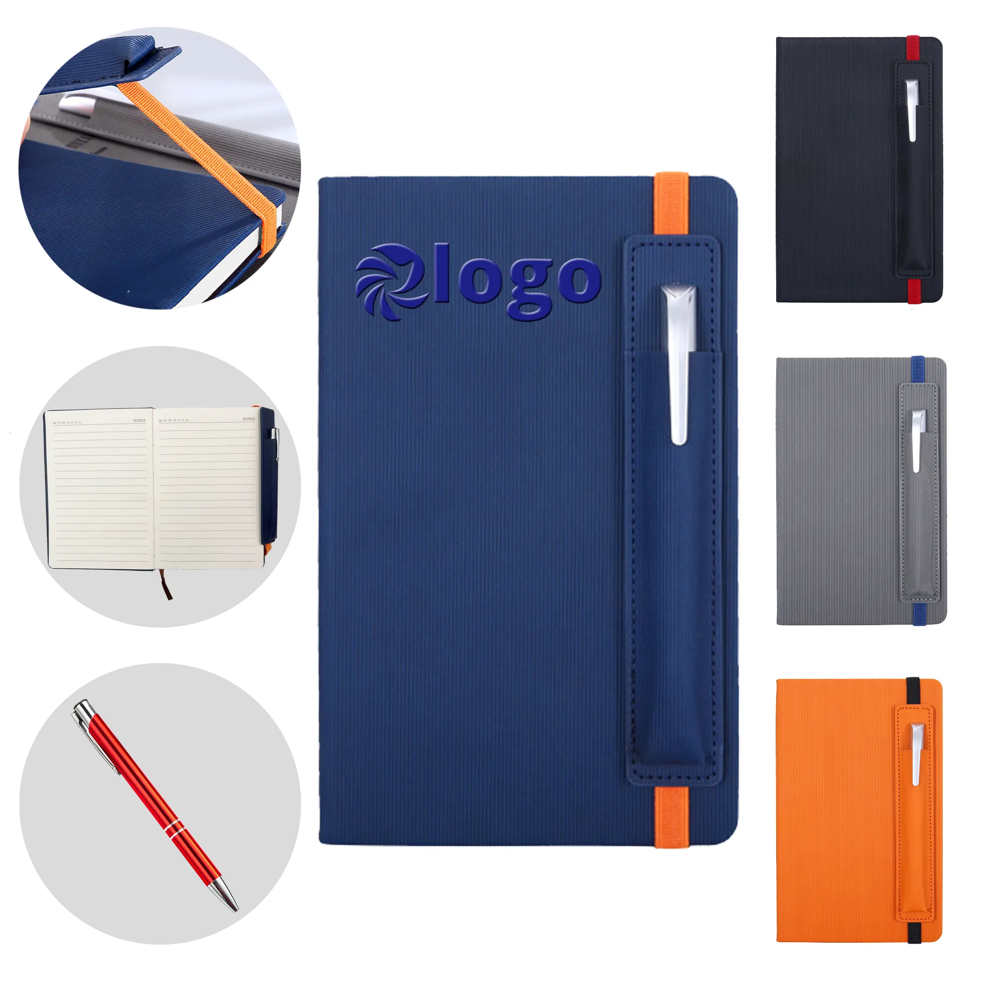 A5 PU Softcover Journal Hardcover Notebook Set with Pen 2
