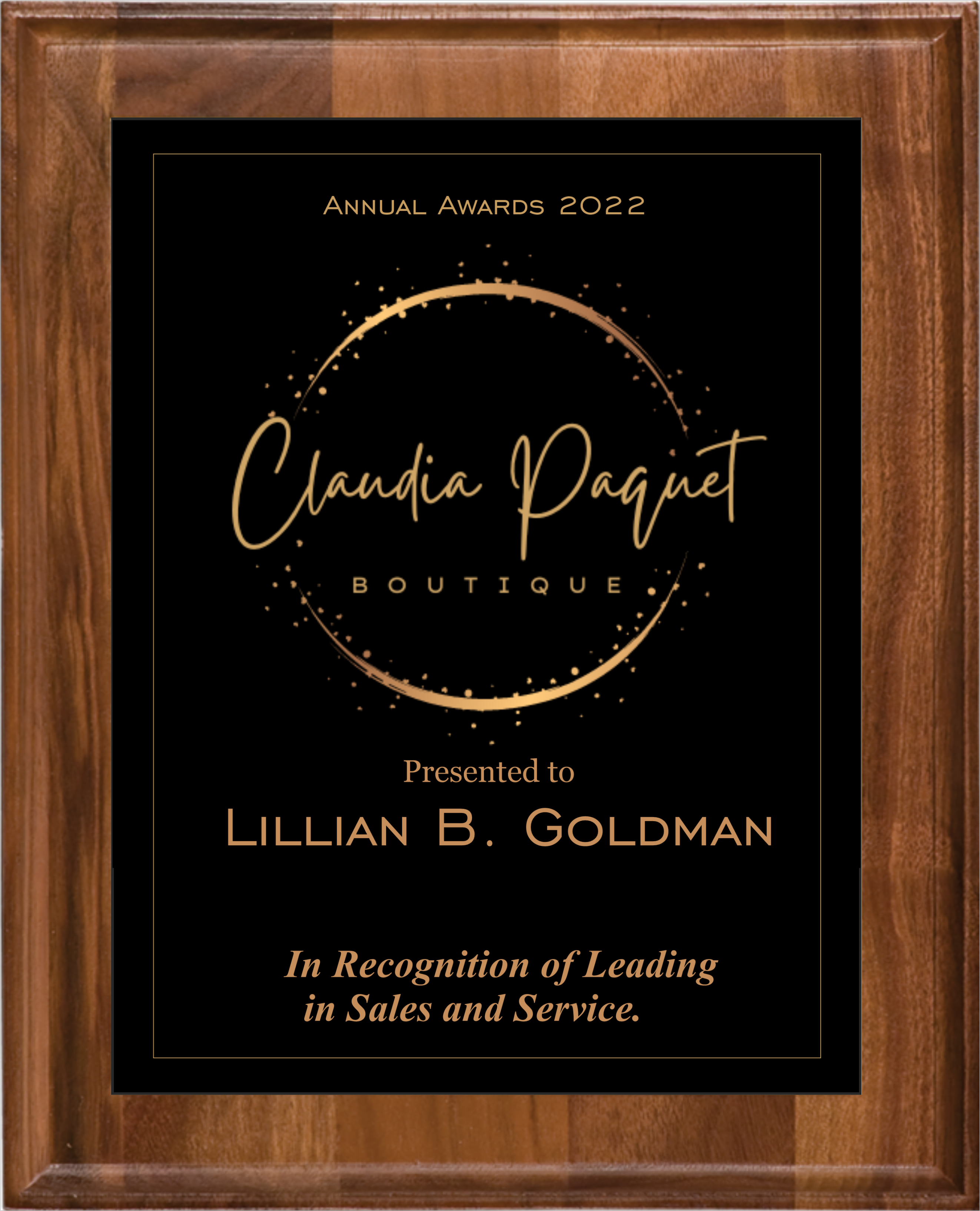 Walnut Wood Plaque w/Choice of Single Plate 5