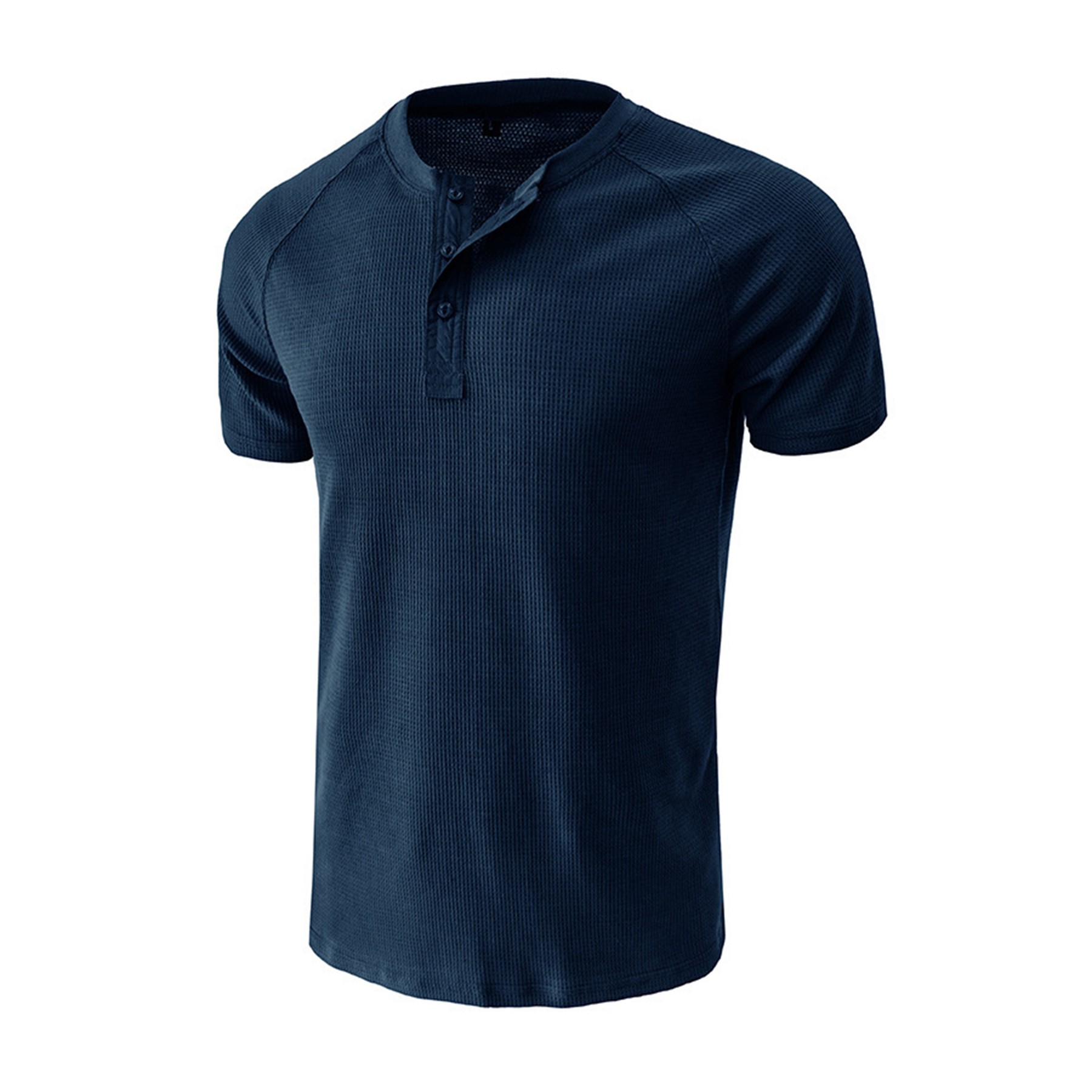 Mens Waffle Henley T Shirt 7