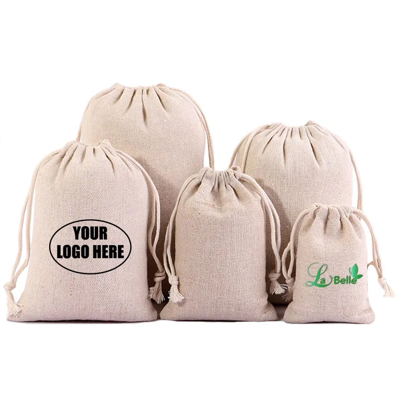 Custom Cotton Linen Drawstring Bags 3
