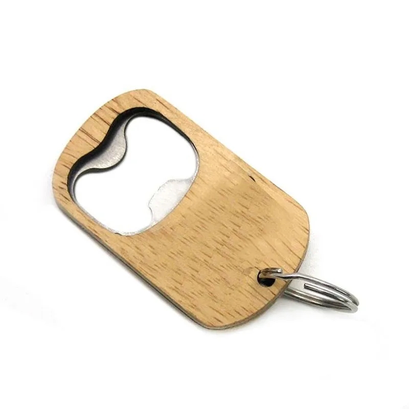 2-in-1 Wooden Bottle Opener Keychain 2
