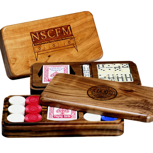 Wood Domino & Dice Box, 10 1/2 x 5 1/2 x 1 3/4" 13