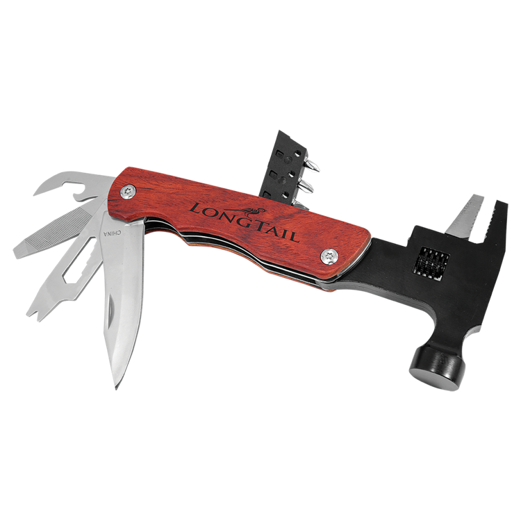 6 3/4" Hammer Multi-Tool with Wood Handle/Pouch 1
