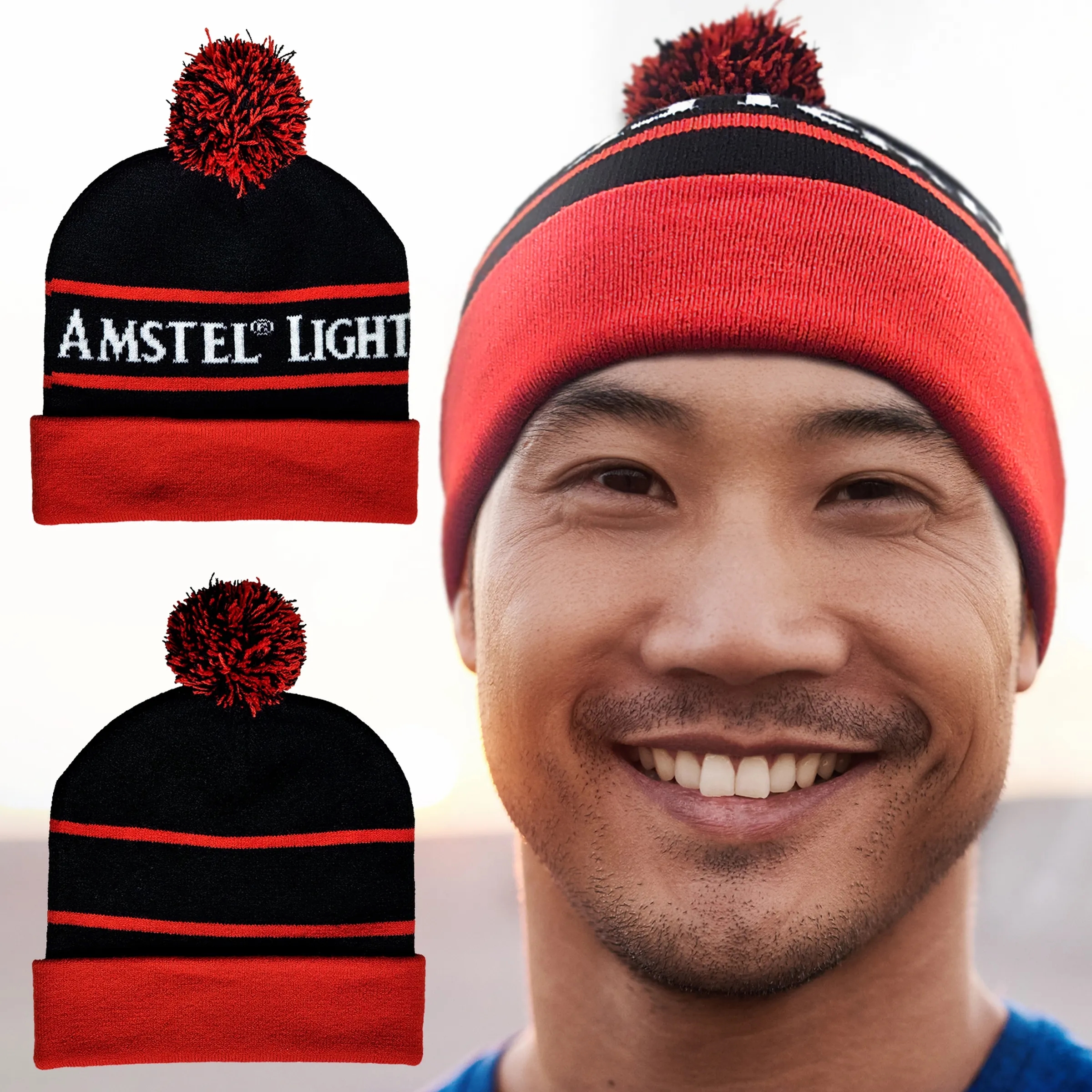 FULL COLOR KNIT BEANIE WITH POM