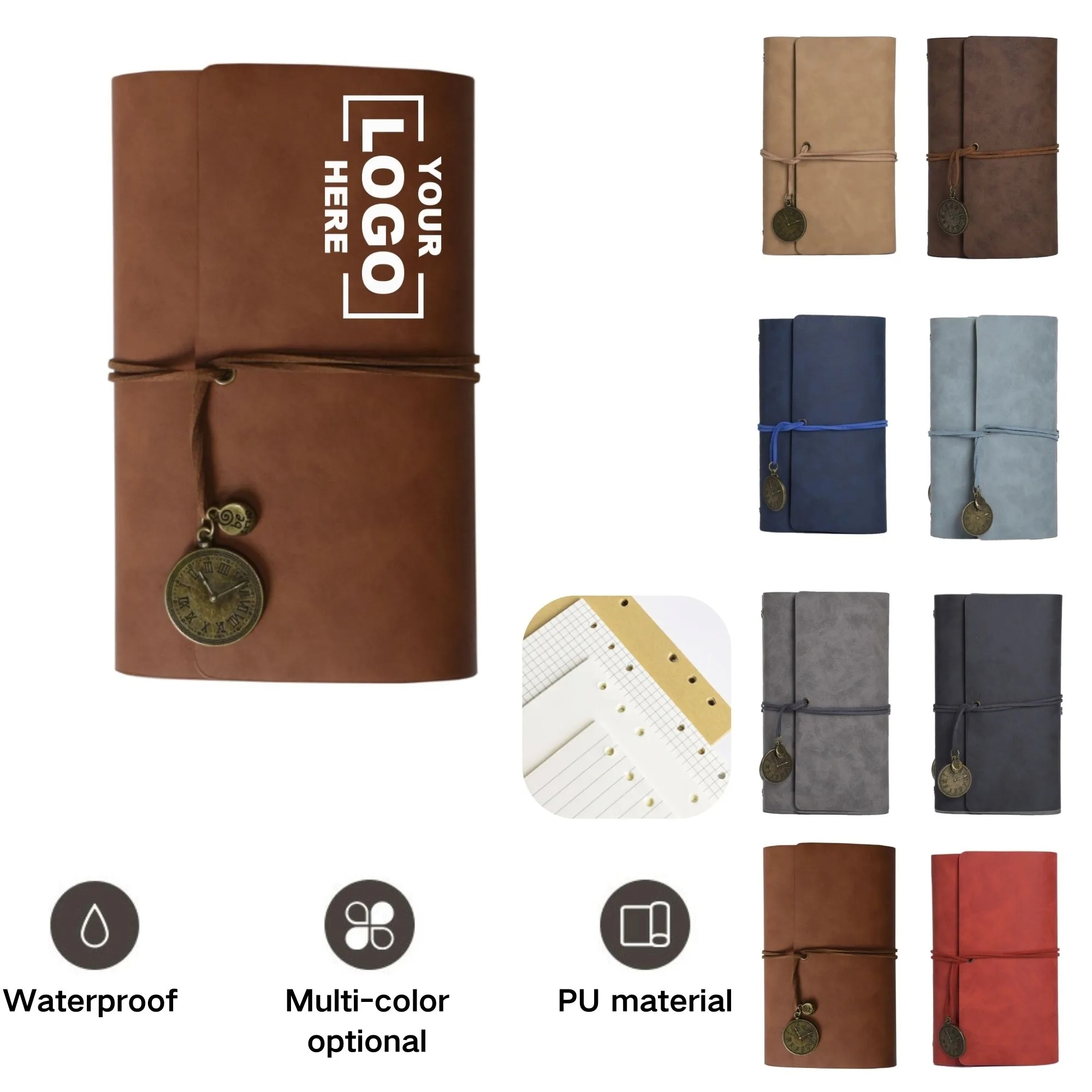 A6 Flip Multi-functional Faux Leather Travel Notebook