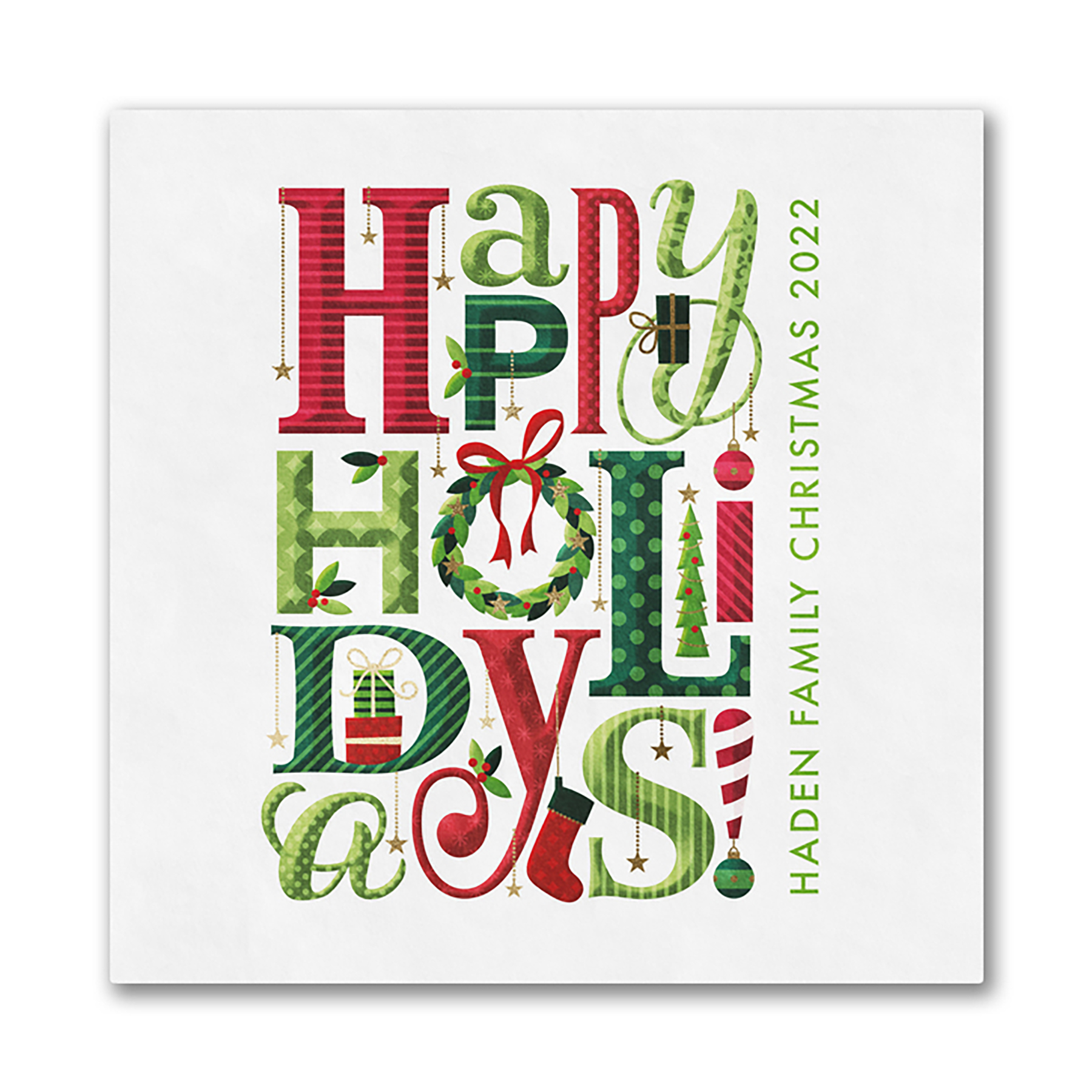 Happy Holiday Typography Luncheon Ooh La Color Napkin 2