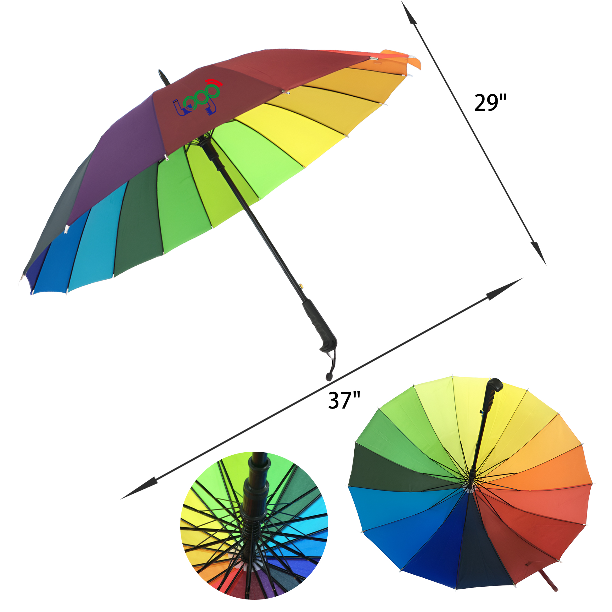 MOQ 50 PCS Versatile 16 Ribs Rainbow Umbrella 3