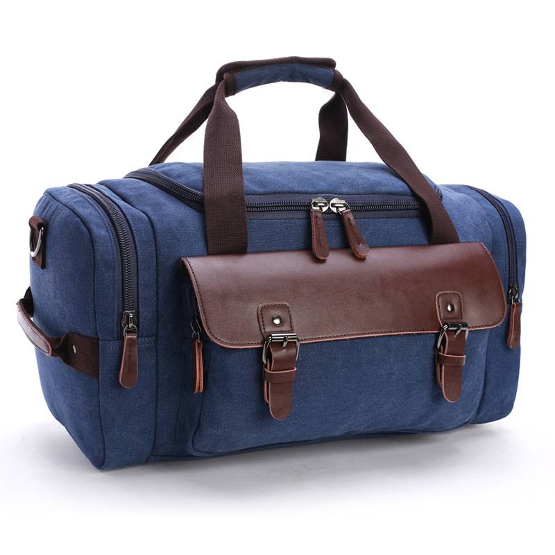 Expandable Canvas Genuine Leather Duffle Bag 4