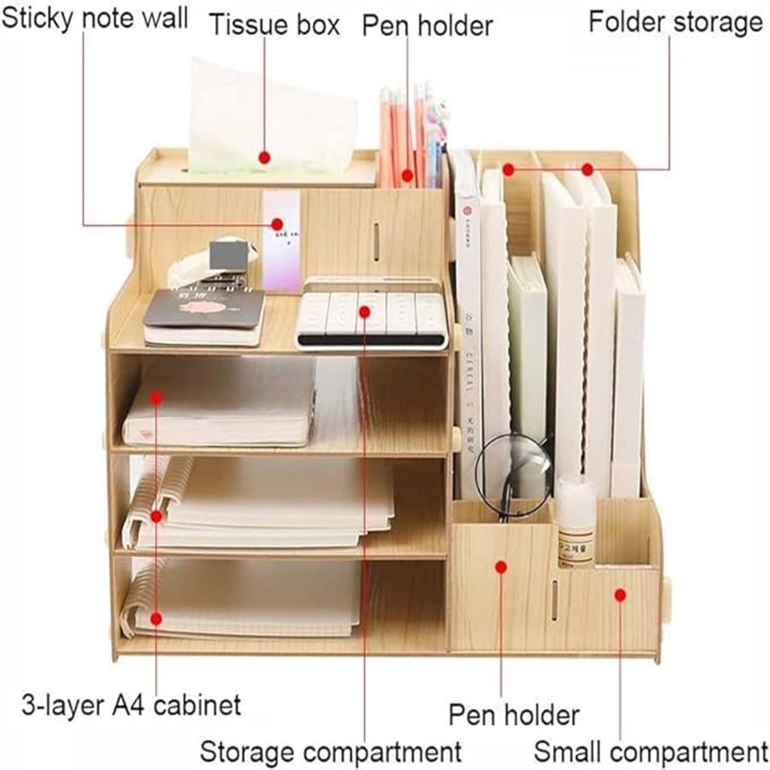 DIY Desk Tidy Storage Box with Drawer Pen Holder 4