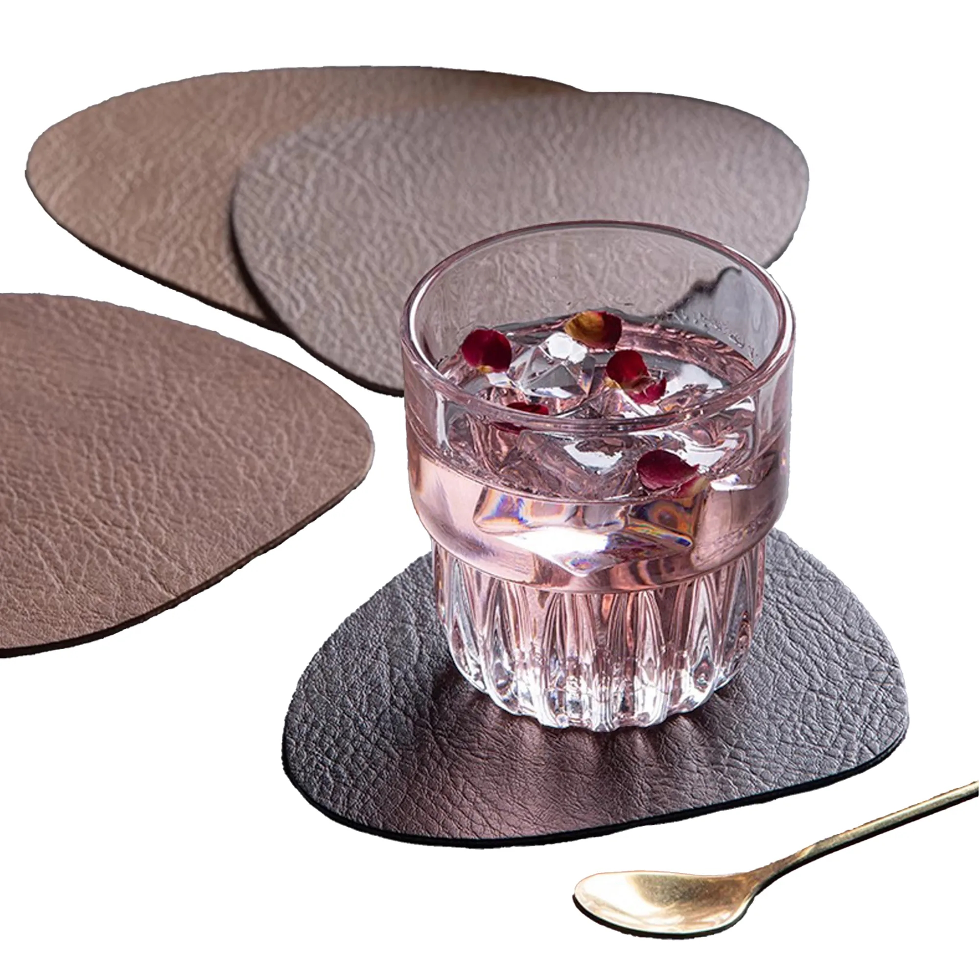 Teardrop PU Leather Insulated Coaster MOQ50pcs 3