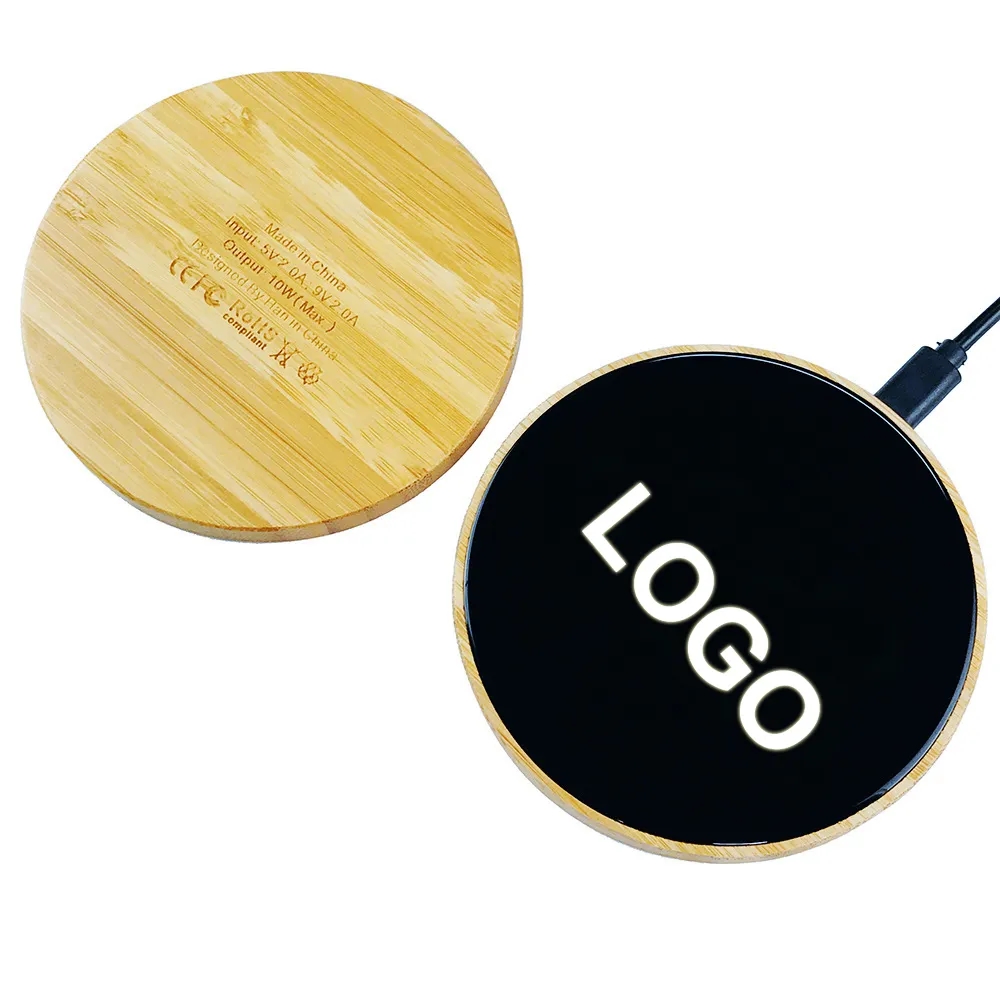 Light Up Bamboo Wireless Charger 5