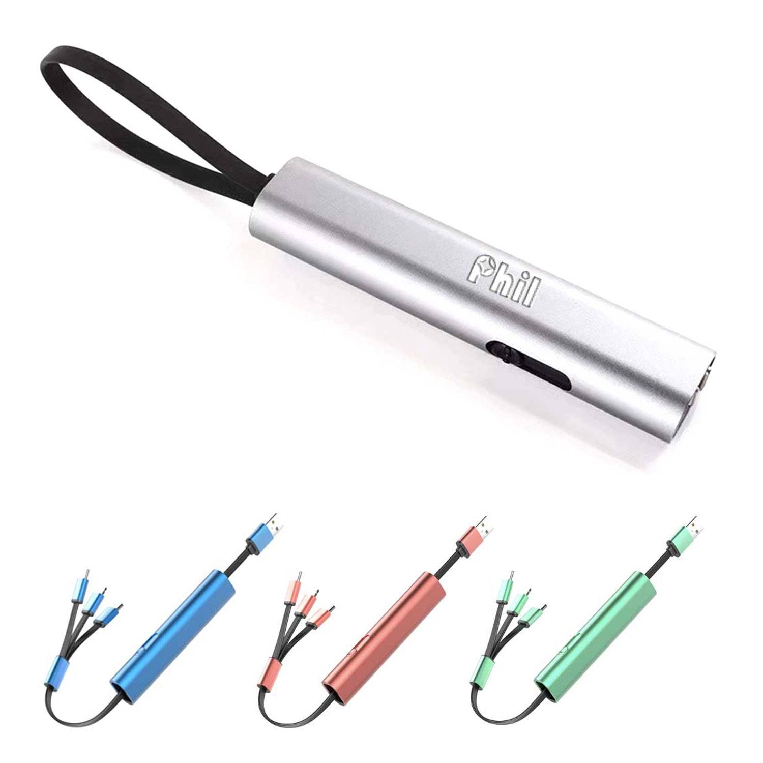 3-in-1 Retractable Charging Cable w/ Logo 1