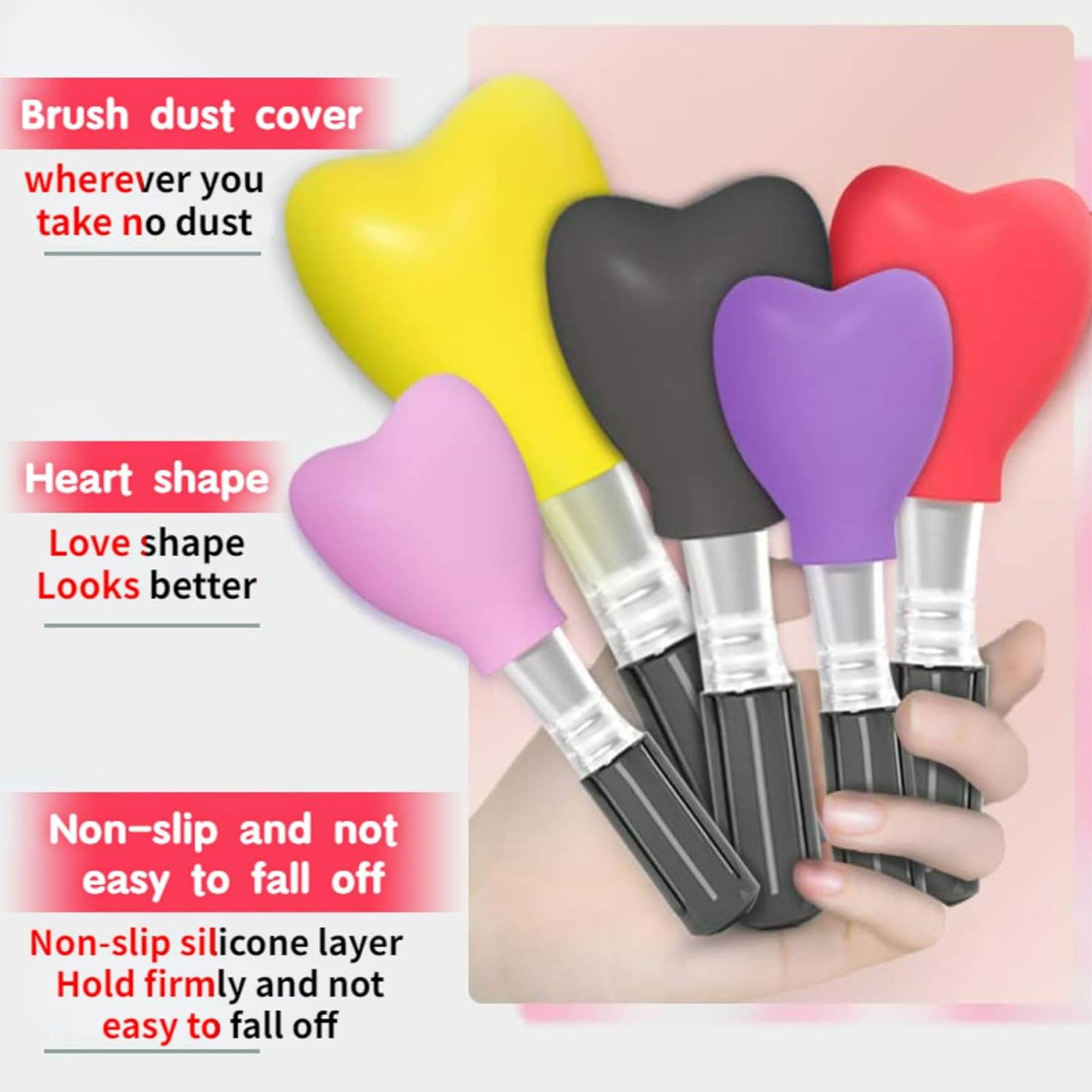 Silicone Heart Shaped Cosmetic Brush Guard Cap 11