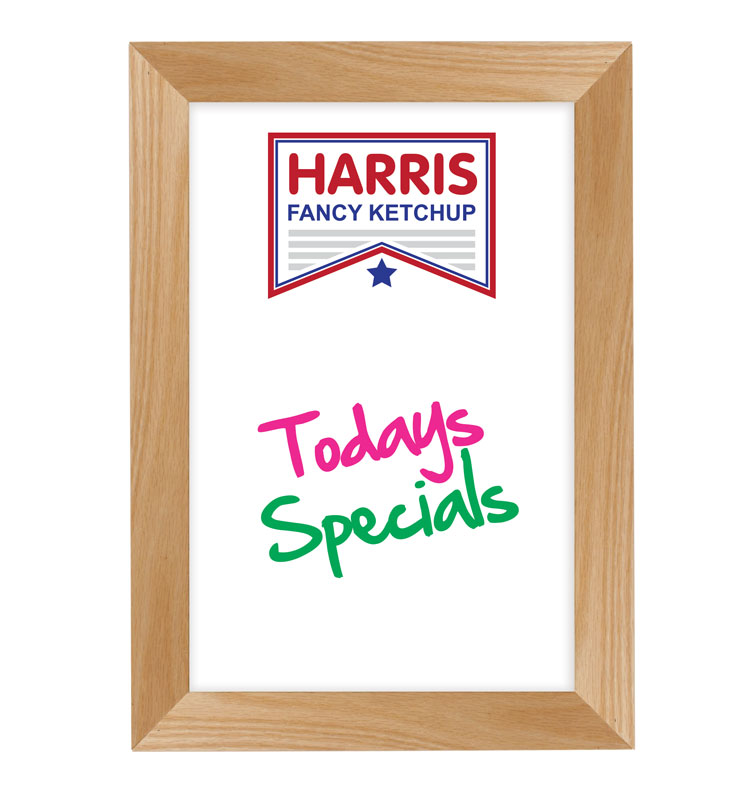 Wall Oak Frame Wet-Erase Board 11"w x 17"h