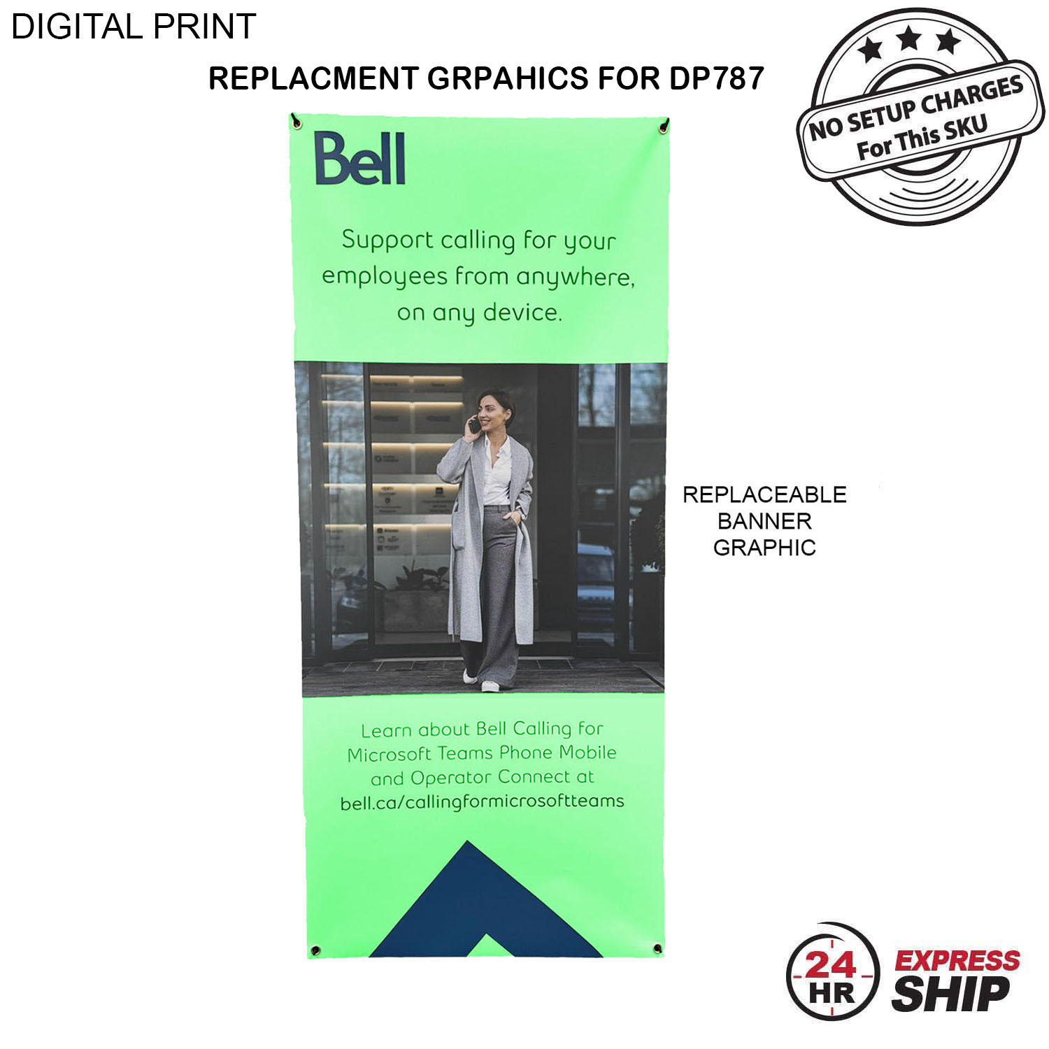 24Hr Express Ship - Replacement Graphics only, 32x72, for Tripod Banner DP787, NO SETUP CHARGE 1