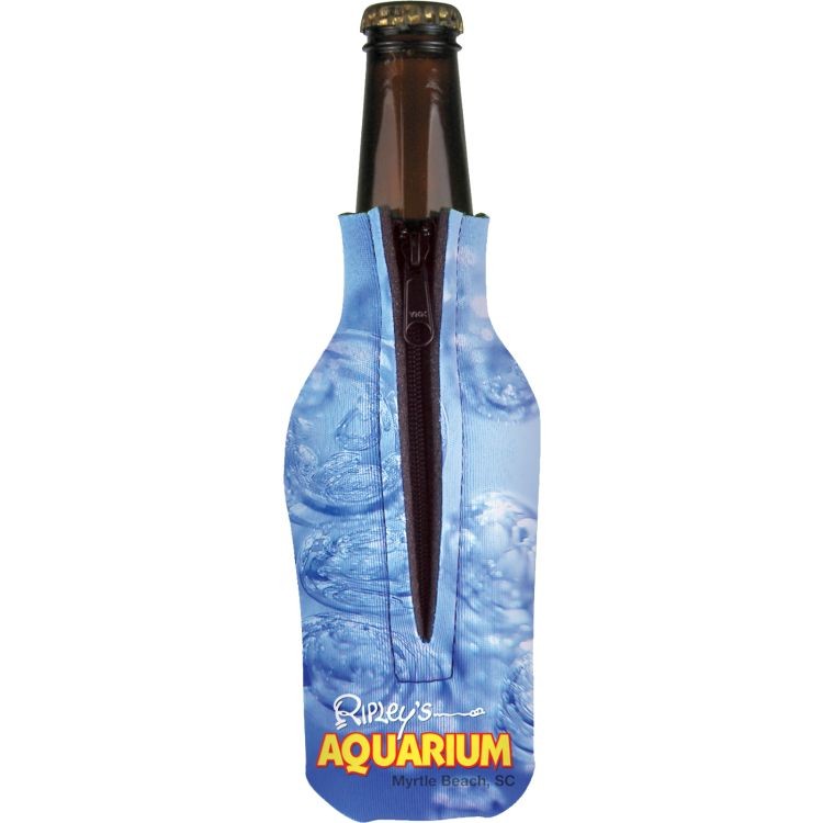 Full Color Bottle Zipper Scuba can cooler