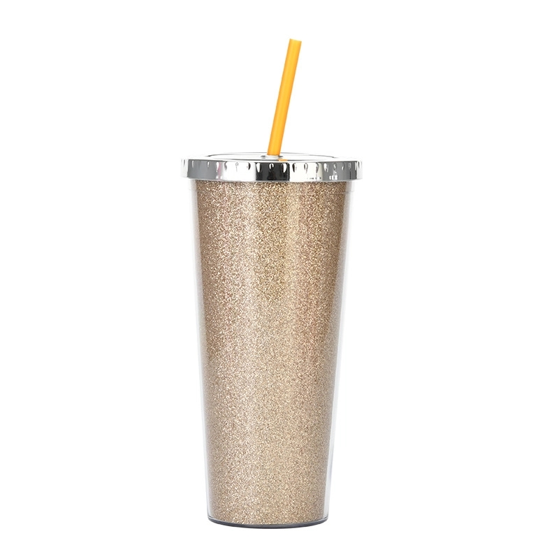 Custom Transparent  AS Plastic Sequin Straw Tumbler 14