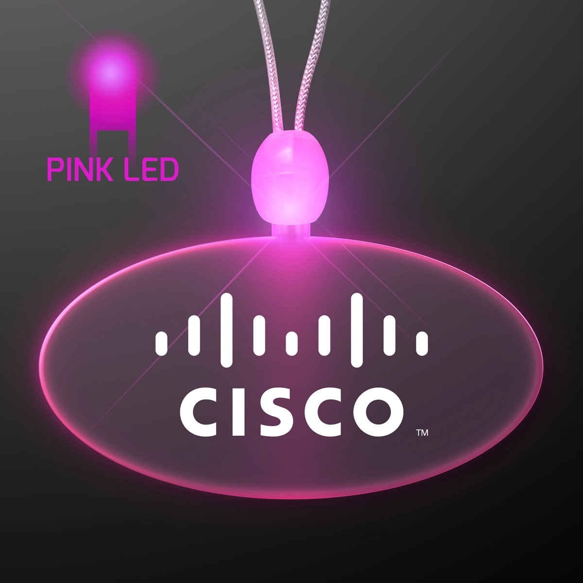 Light Up Promotional Acrylic Oval Necklace with LED 4