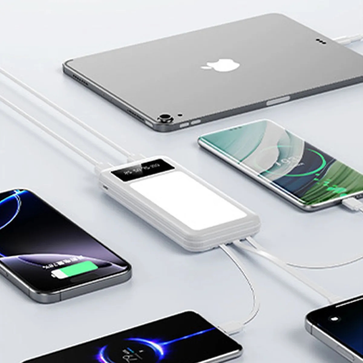 Multi-Function Power Bank With LED Light & Cables 2