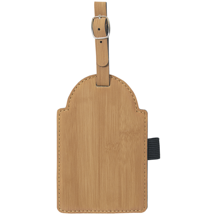 5" x 3 1/4" Bamboo Leatherette Golf Bag Tag with 3 Wooden Tees 5