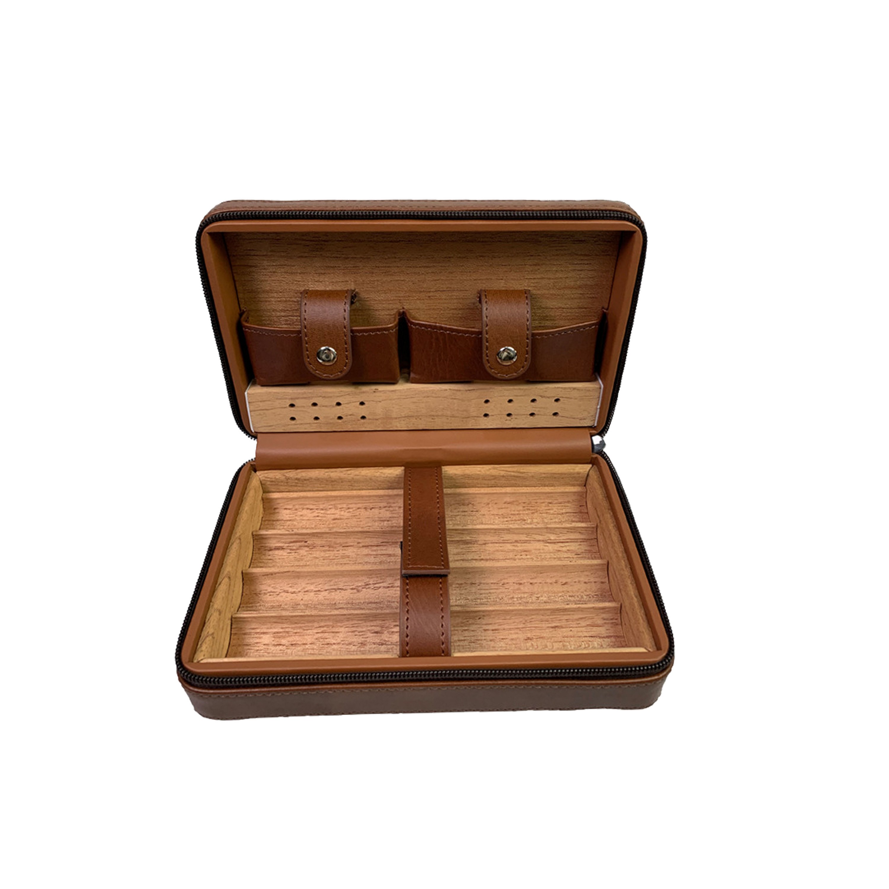 4-Finger Portable Travel Leather Cigar Case-Ocean 2