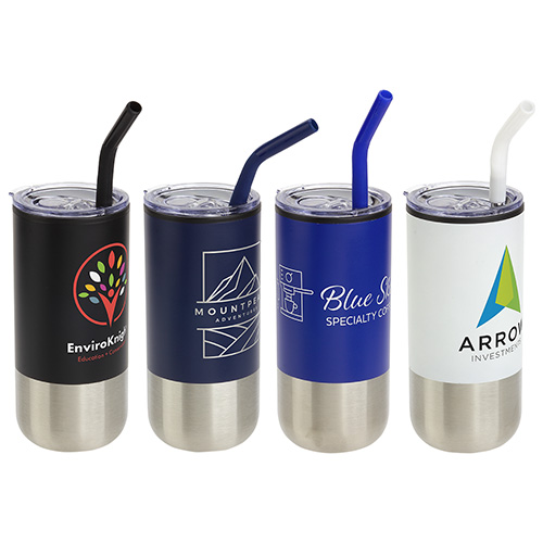 Oxford 16 oz Stainless Steel/Polypropylene Tumbler with Straw 12