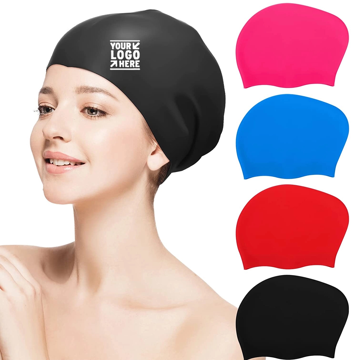 Long Hair Silicone Swim Cap 4