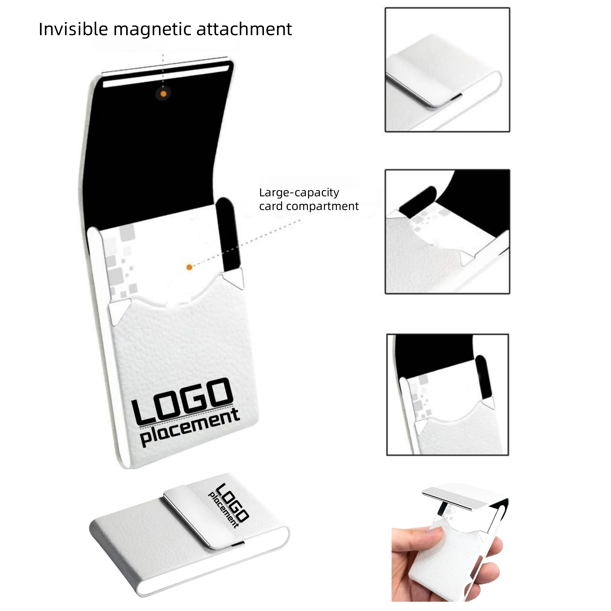 PU Leather and Stainless Steel Business Card Holder